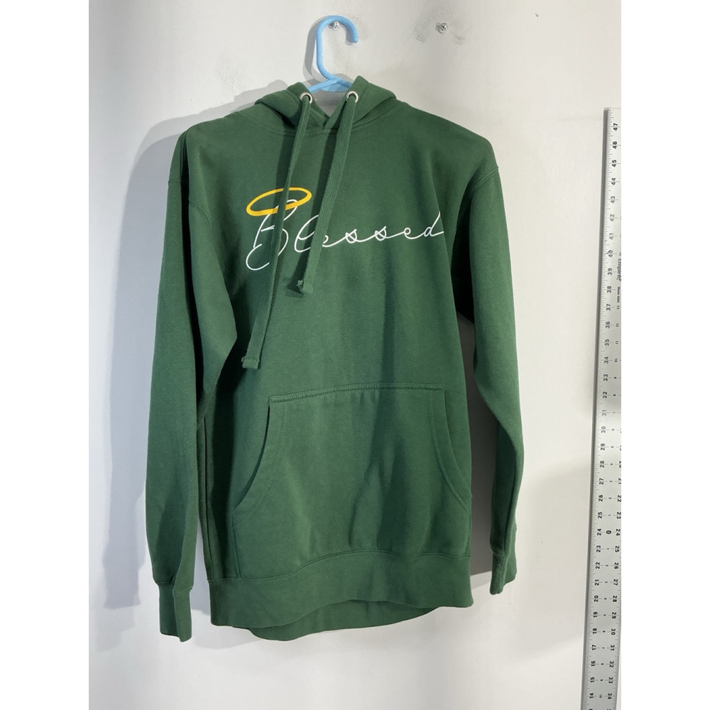 Adult Blessed Clothing Small Green Pullover Hooded Sweatshirt With Logo
